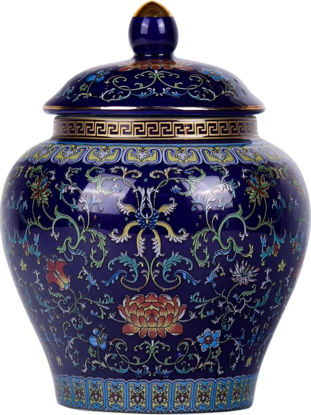 Handcrafted Enamel Ginger Jar - Traditional Chinese Blue & White Vase, Unique